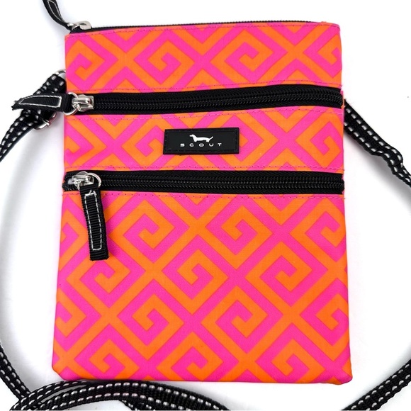Scout Sally Go Lightly Crossbody Bag Orange Pink Neon Nylon Handbag - Picture 3 of 11